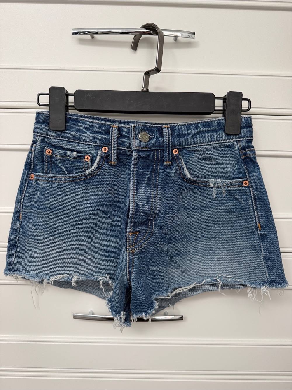 GRLFRND Blue Distressed Denim Jean Shorts women’s size 23